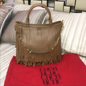 New Auth Carolina Herrera Fringe leather purse